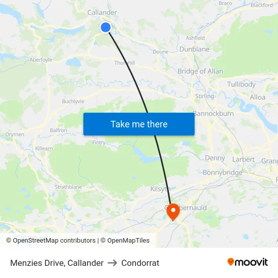 Menzies Drive, Callander to Condorrat map