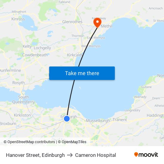 Hanover Street, Edinburgh to Cameron Hospital map