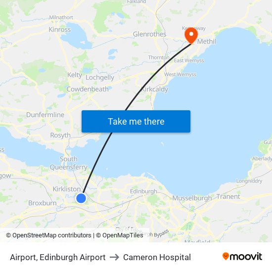 Airport, Edinburgh Airport to Cameron Hospital map