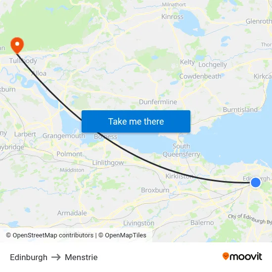 Edinburgh to Menstrie map