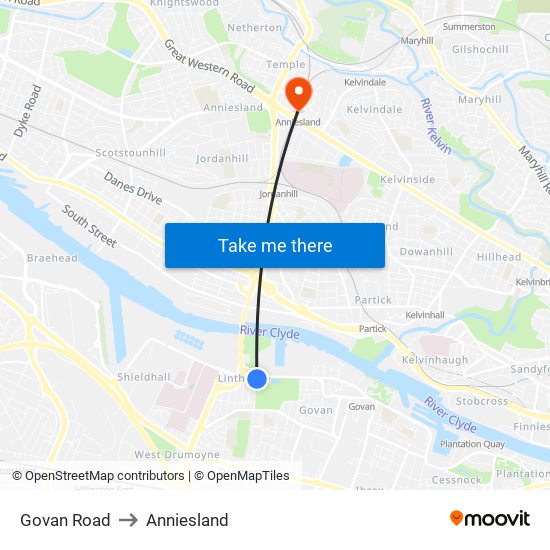 Govan Road to Anniesland map