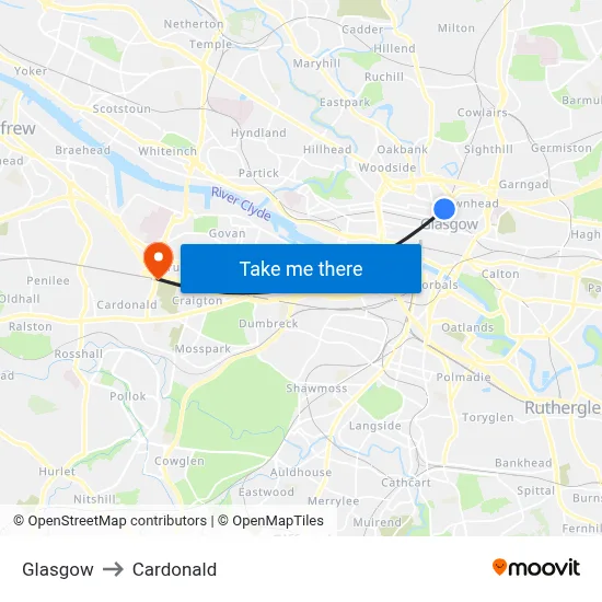Glasgow to Cardonald map