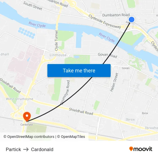 Partick to Cardonald map