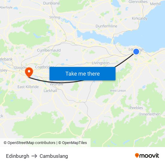 Edinburgh to Cambuslang map