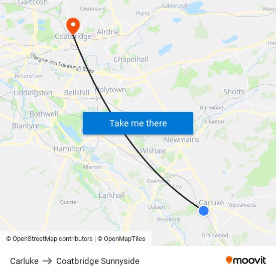 Carluke to Coatbridge Sunnyside map