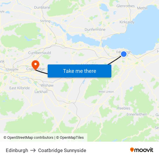 Edinburgh to Coatbridge Sunnyside map