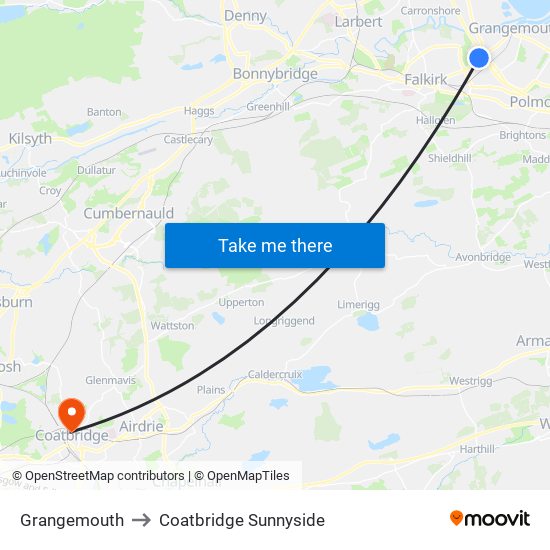 Grangemouth to Coatbridge Sunnyside map
