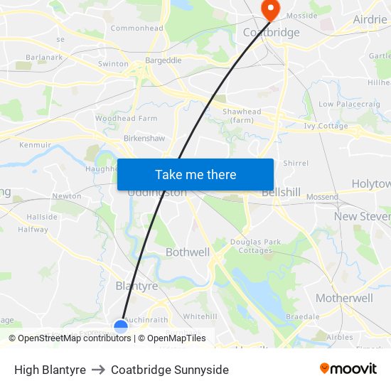 High Blantyre to Coatbridge Sunnyside map