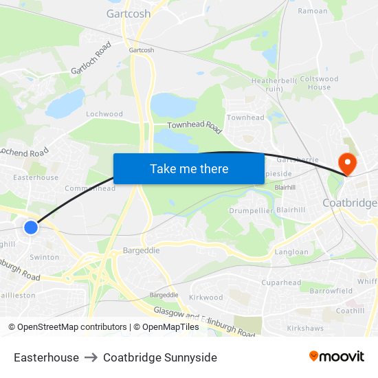 Easterhouse to Coatbridge Sunnyside map