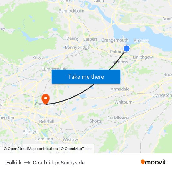 Falkirk to Coatbridge Sunnyside map