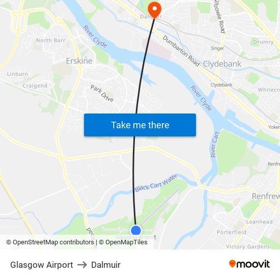 Glasgow Airport to Glasgow Airport map
