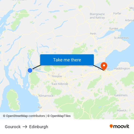 Gourock to Edinburgh map