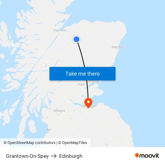 Grantown-On-Spey to Edinburgh map