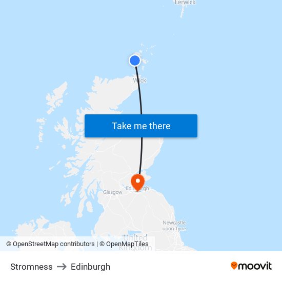 Stromness to Edinburgh map