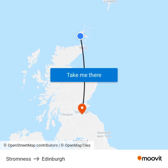 Stromness to Edinburgh map