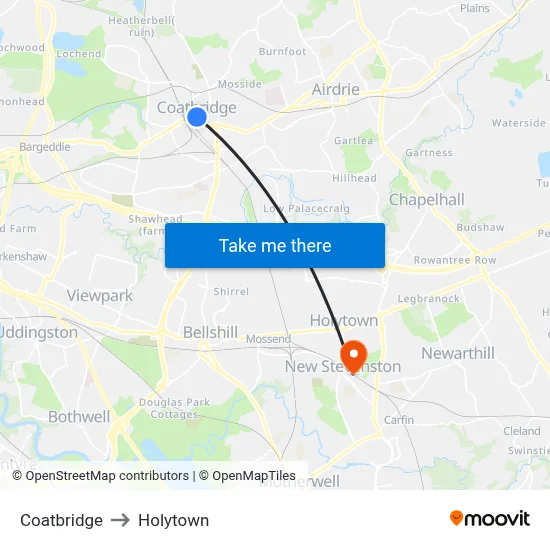 Coatbridge to Holytown map