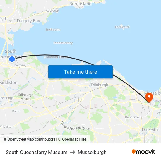 South Queensferry Museum to Musselburgh map
