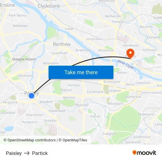 Paisley to Partick map