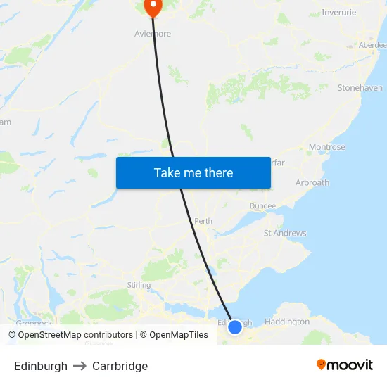 Edinburgh to Carrbridge map