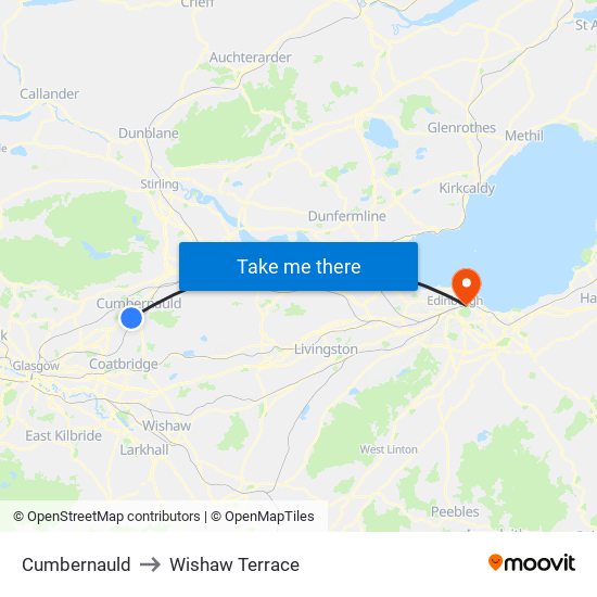 Cumbernauld to Wishaw Terrace map