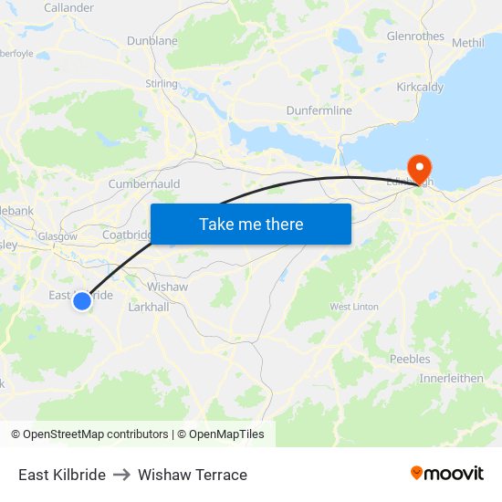 East Kilbride to Wishaw Terrace map