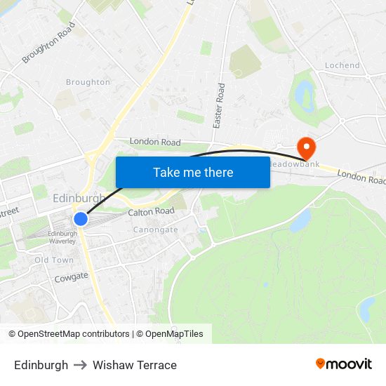 Edinburgh to Wishaw Terrace map