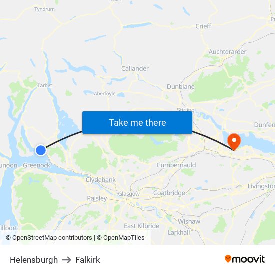 Helensburgh to Falkirk map