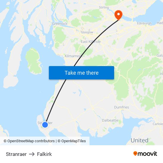 Stranraer to Falkirk map