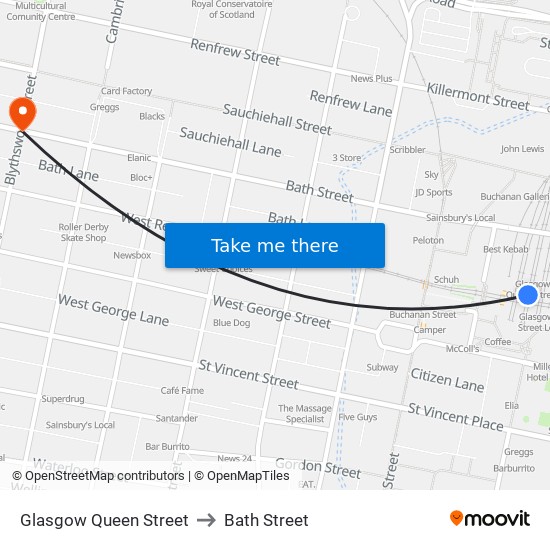 Bath Street Glasgow Street View Glasgow Queen Street To Bath Street, Glasgow With Public Transportation