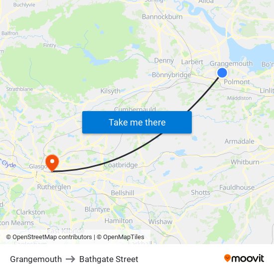 Grangemouth to Bathgate Street map