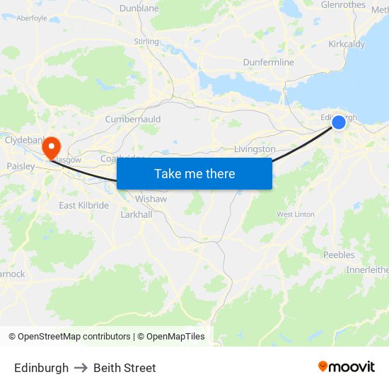 Edinburgh to Beith Street map