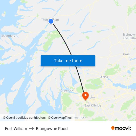 Fort William to Blairgowrie Road map