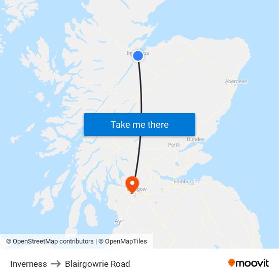 Inverness to Blairgowrie Road map