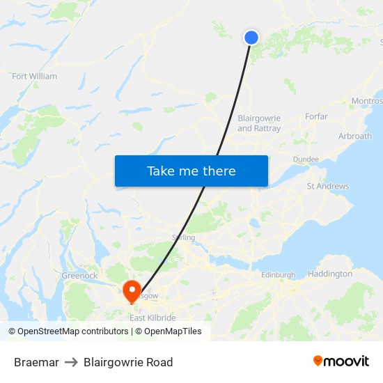 Braemar to Blairgowrie Road map