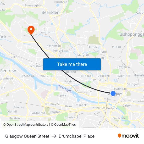 Glasgow Queen Street to Drumchapel Place map