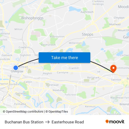 Buchanan Bus Station to Easterhouse Road map