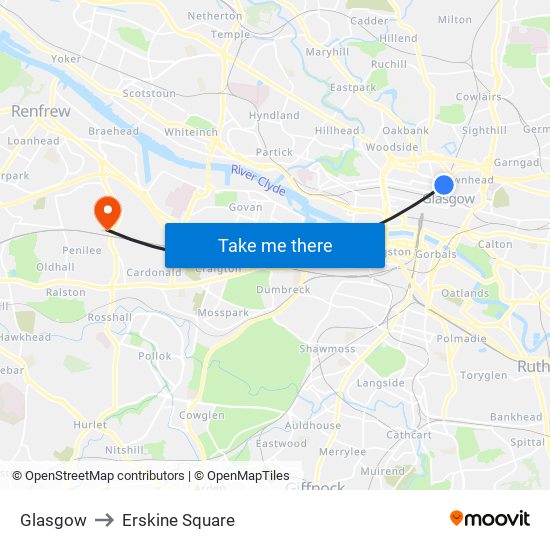 Glasgow to Erskine Square map