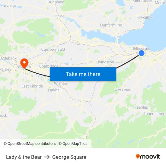 Lady & the Bear to George Square map