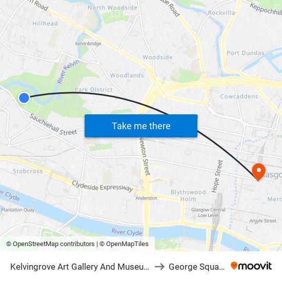 Kelvingrove Art Gallery And Museum to George Square map