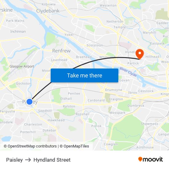 Paisley to Hyndland Street map