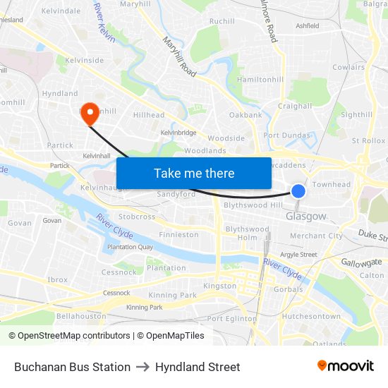 Buchanan Bus Station to Hyndland Street map