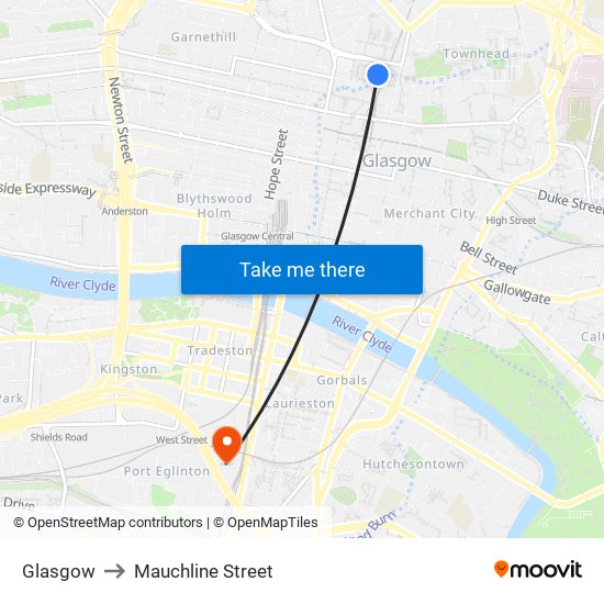 Glasgow to Mauchline Street map