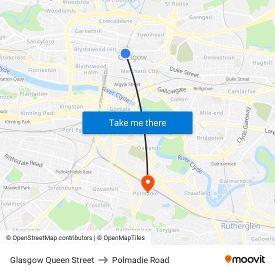 Glasgow Queen Street to Polmadie Road map