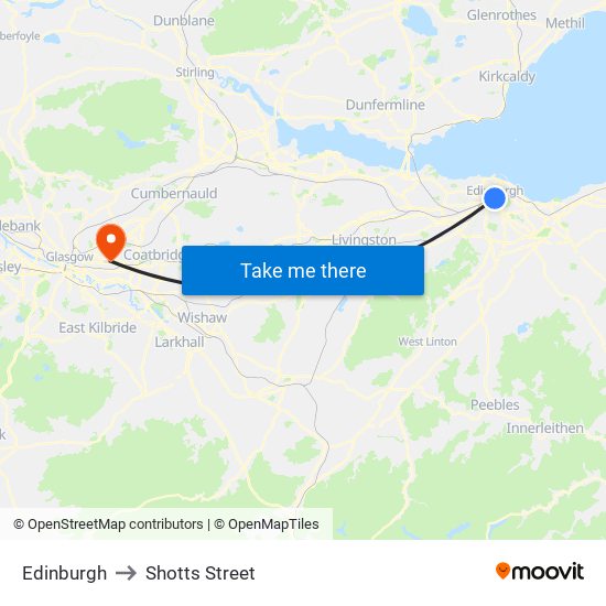 Edinburgh to Shotts Street map