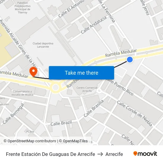 Frente Estación De Guaguas De Arrecife to Arrecife map