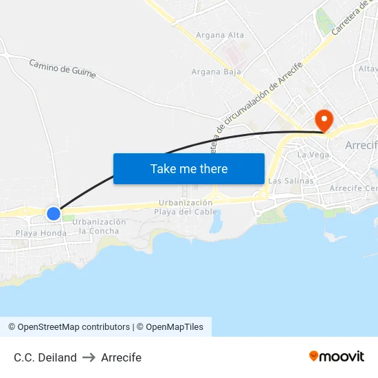 C.C. Deiland to Arrecife map