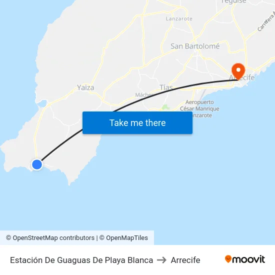 Estación De Guaguas De Playa Blanca to Arrecife map