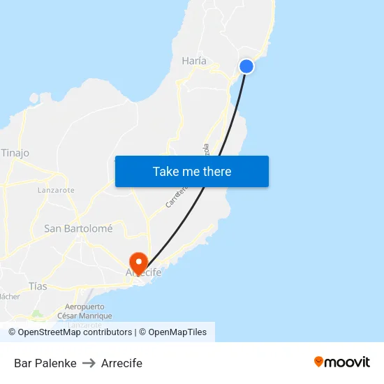 Bar Palenke to Arrecife map