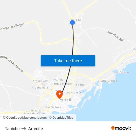 Tahiche to Arrecife map