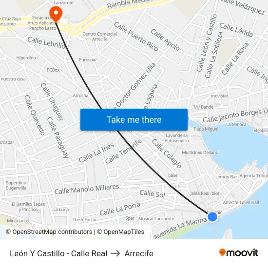 León Y Castillo - Calle Real to Arrecife map